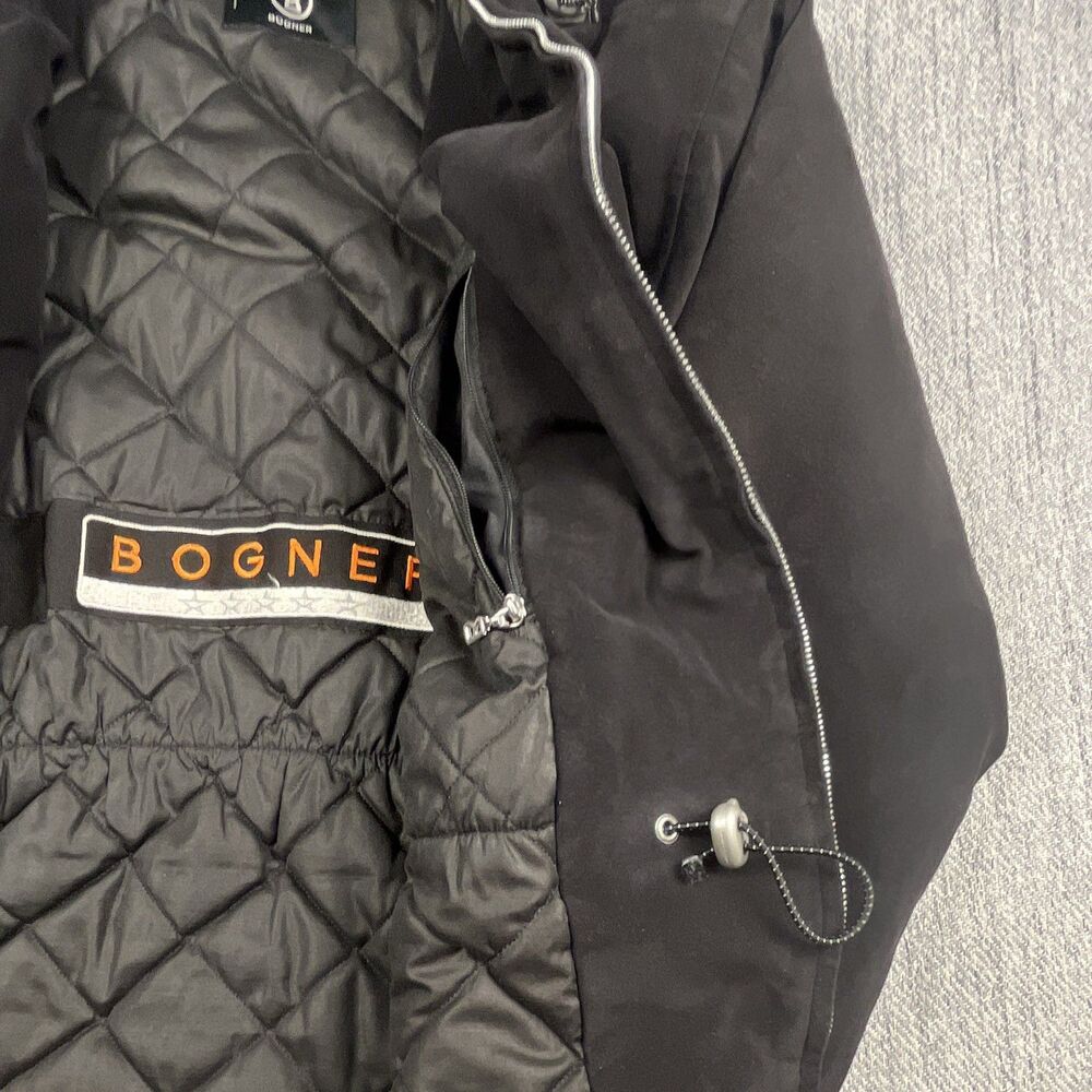 Vintage Bogner Hooded Ski Jacket Parka Womens 4 Black Sueded Microfiber Coat - Picture 6 of 13
